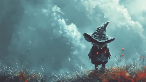 Mist-field wizard silhouette with ember-core illumination.