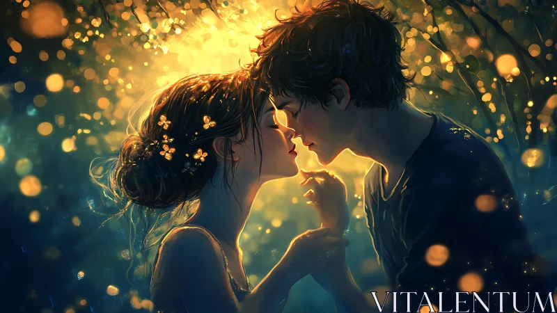 Two Hearts Glowing in an Enchanted Moment of Connection.