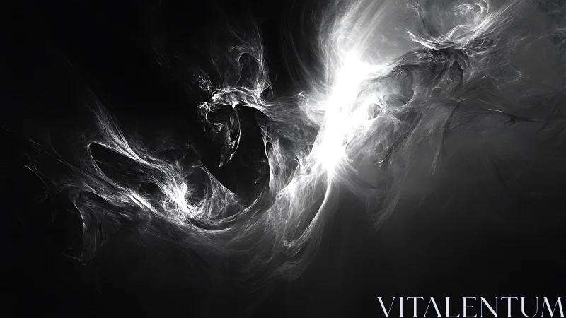 Monochrome fractal light forms interact across a dark field