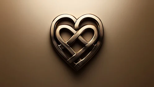 Infinity's Embrace: Metallic Heart Intertwined with Eternal Bond.