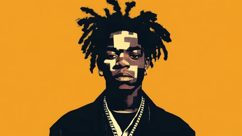 Bold graphic portrait explores identity with striking contrast