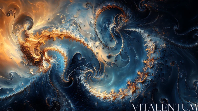 Warm and cool cosmic swirls dancing in a dreamy sky.