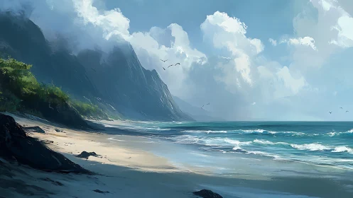 Majestic Cliffs Meet Turquoise Waves and Soaring Freedom.