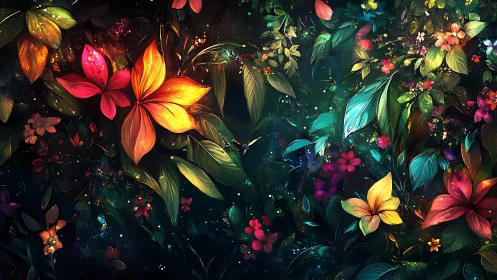 Bioluminescent Night Garden: Petals Ablaze.