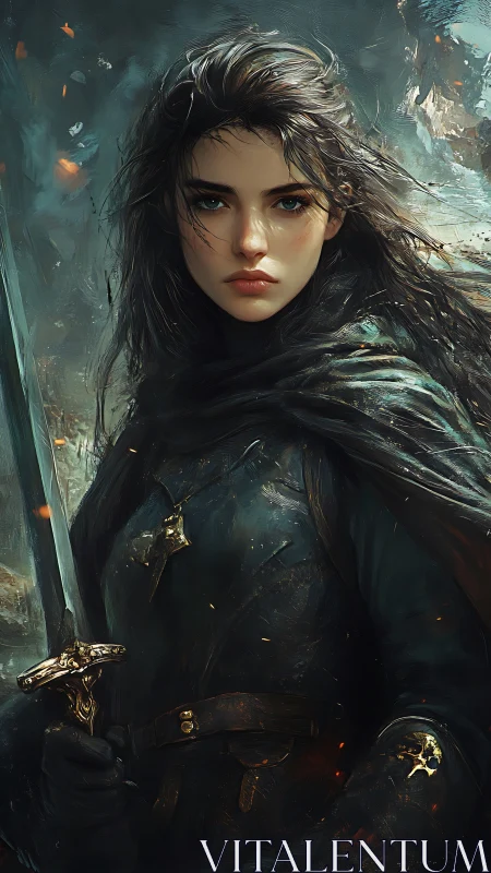 Stormlit warrior gazes ahead with steady, courageous resolve