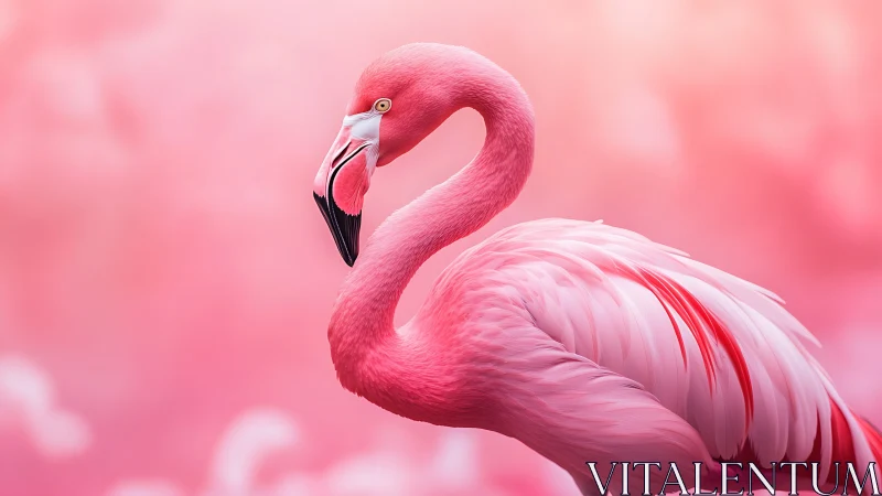 Elegant Pink Flamingo Portrait with Soft Pastel Background.