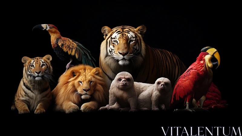 Wild friends gathered in a cozy, colorful spotlight of warmth.