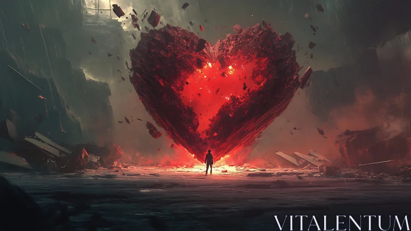 Luminescent Heart Detonation: Apocalyptic Digital Rendering.