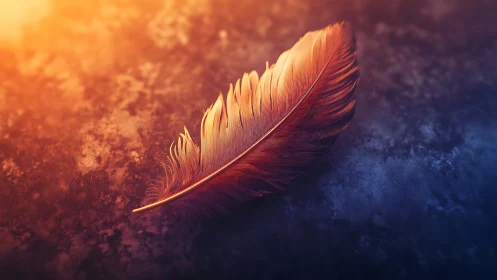 Lone ember feather lounges between dusk and dawn glow
