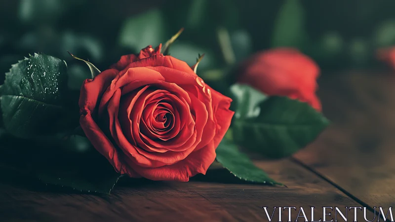 Crimson Bloom Cascades: Velvet Petals on Wood.