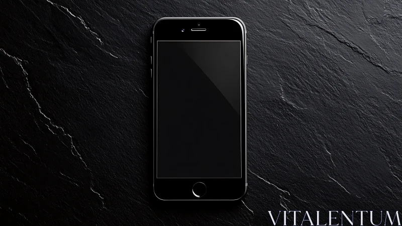 Minimalist Smartphone Mockup on Textured Dark Slate Surface.