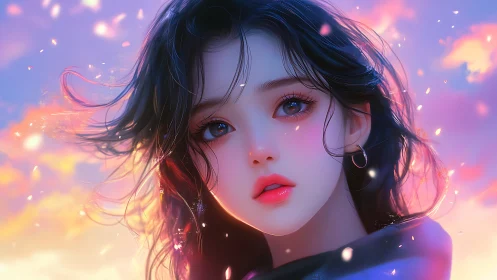 Soft evening light cradles a dreamy girl with gentle wonder