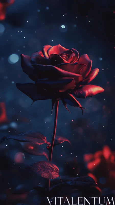 Neon Rose Blooming in Darkness.