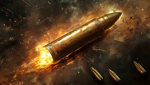 Hypersonic ballistic projectile in incandescent kinetic transit.