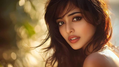Portrait of a young woman in warm outdoor backlighting.