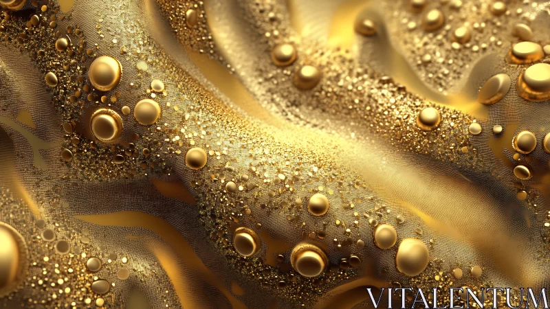 Metallic surface with clustered golden droplets and texture.