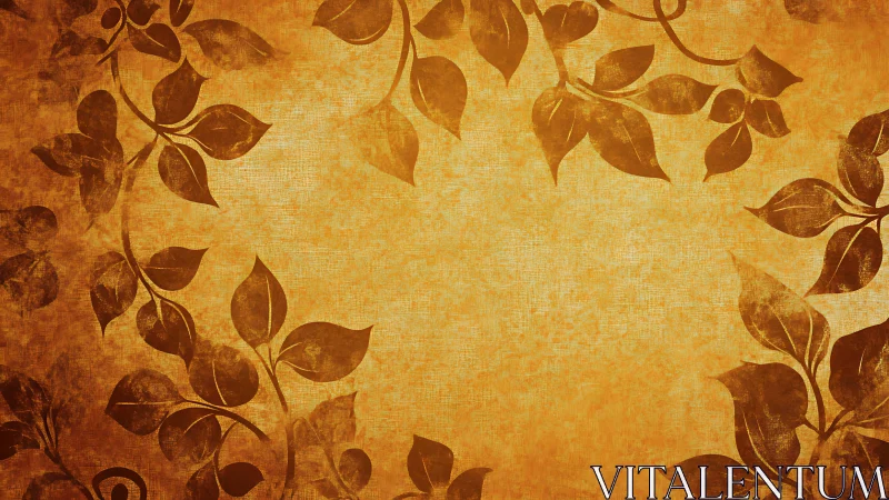Ornate sepia vine border on textured golden canvas background.