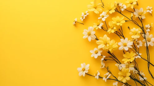 Floral Composition: Yellow Blooms on Graduated Background.