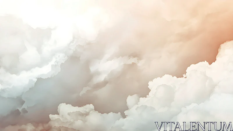 Soft sunlit clouds drifting through a dreamy pastel sky.