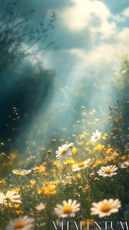 Wildflower Field in Golden Sunlight
