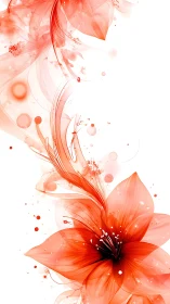 Abstract red lily rendered in translucent digital watercolor