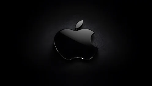 Iconic Apple Logo Glowing in Darkness.