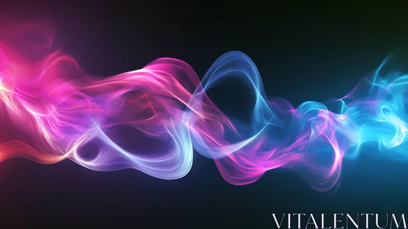 Glowing ribbons of neon color flowing across dark night.