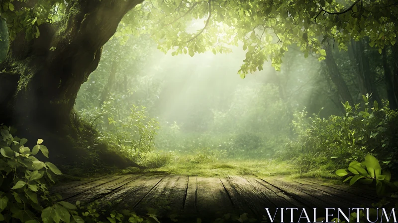 Sunlit Forest Path Welcomes You into Nature's Peaceful Embrace