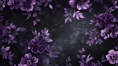 Purple Floral Arrangement on Dark Textured Background.