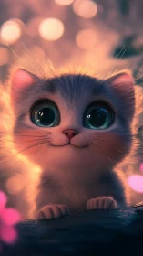 Luminous Feline Portrait with Bokeh Glow.