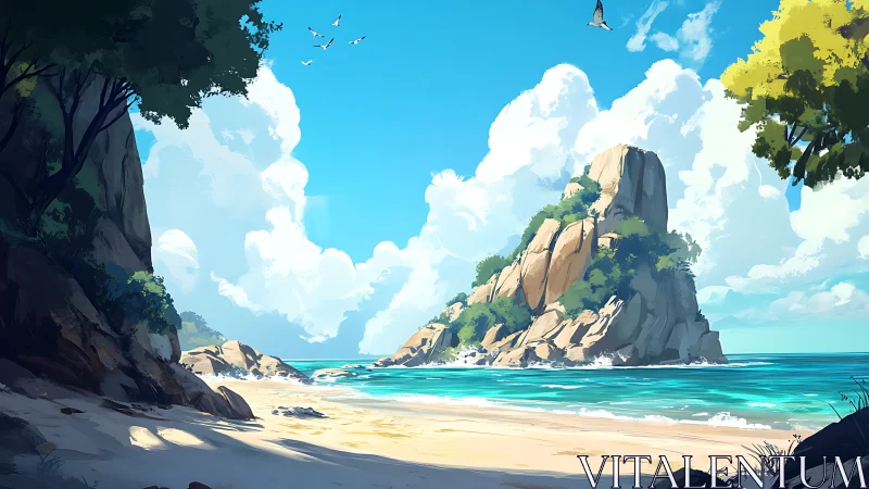 Tropical Archipelago: Digital Rendering of Coastal Landscape Architecture.