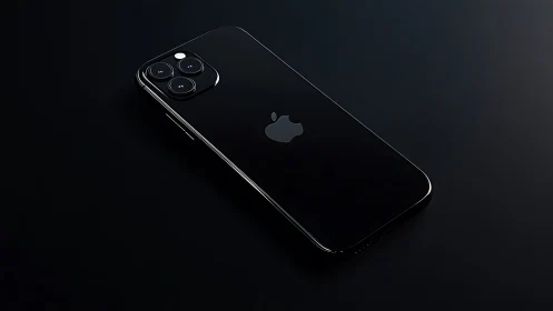 Sleek Black iPhone Pro Phone Gleams in Dramatic Studio Light