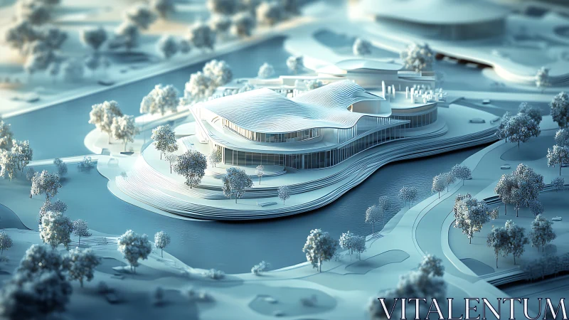 Waterfront Architectural Complex with Flowing Parametric Design Elements