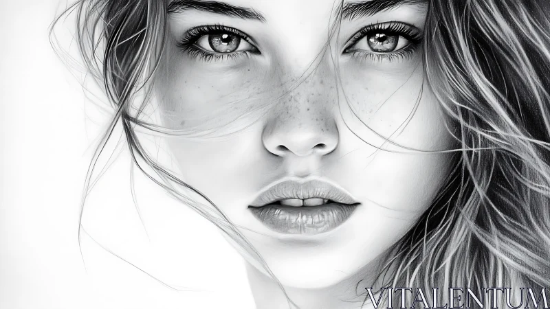 Softly lit digital portrait captures intense, luminous gaze