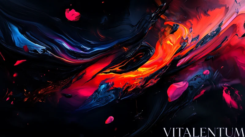 Neon fluid vortex carves dynamic motion through black void