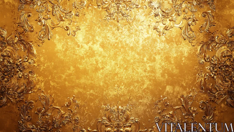 Baroque gold ornamental frame with empty textured center.