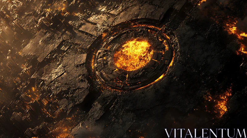 Subterranean thermal structure with active magma emission.