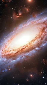 Spiral galaxy core glows amid dust lanes and starfields.