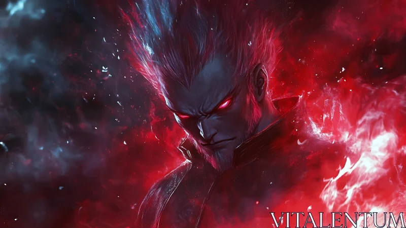 Demonic warrior portrait rendered in high-intensity digital flames