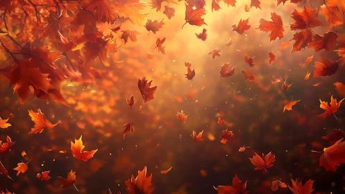 Digital rendering depicts suspended maple leaves in warm light
