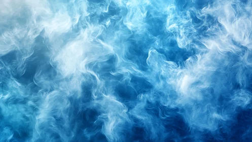 Dreamy Blue and White Abstract Smoke Texture Digital Art.