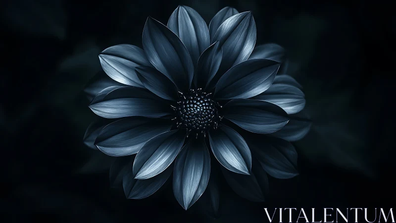 Monochromatic Dahlia with Luminescent Petals Against Deep Black Background