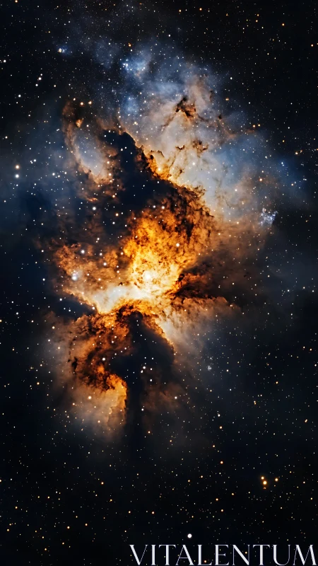 Stellar nebula cloudscape in deep space with fiery ionization.