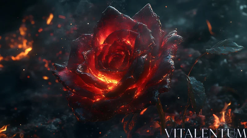 A Glowing Rose Blooms in Fire.
