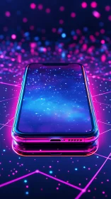 Neon galaxy hums quietly inside this dreaming smartphone