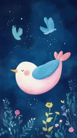 Dreaming Whale Soars Through Starlit Night Sky