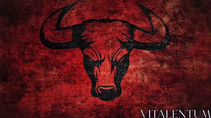 Stylized bull head emblem rendered on distressed red backdrop