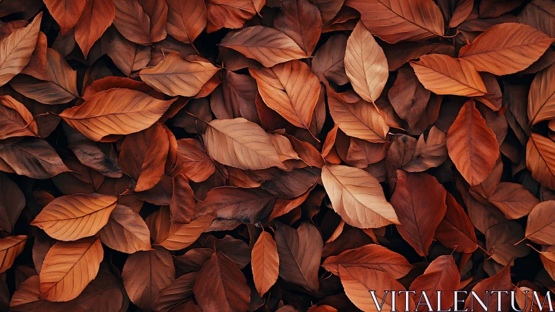 Autumn beech leaves forming dense rust colored ground cover.