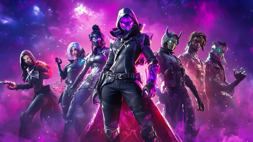 Neon spectral strike team rendered in high-contrast 3D lighting