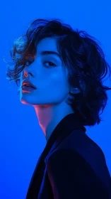 Midnight neon muse turns soft blue light into quiet thunder